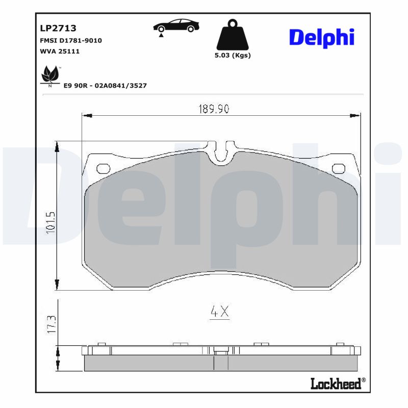 DELPHI Bremseklodser lp2713 for AUDI