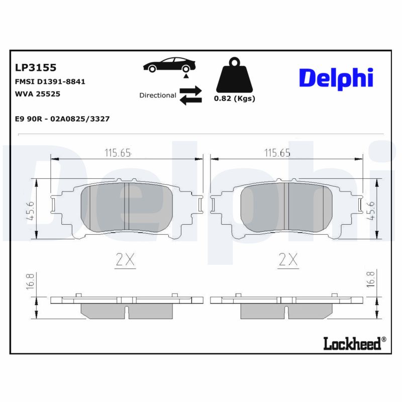 DELPHI Bremseklodser lp3155 for LEXUS