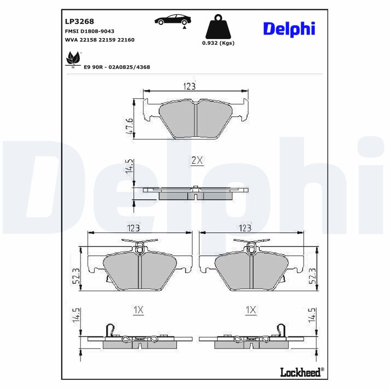 DELPHI Bremseklodser lp3268 for SUBARU