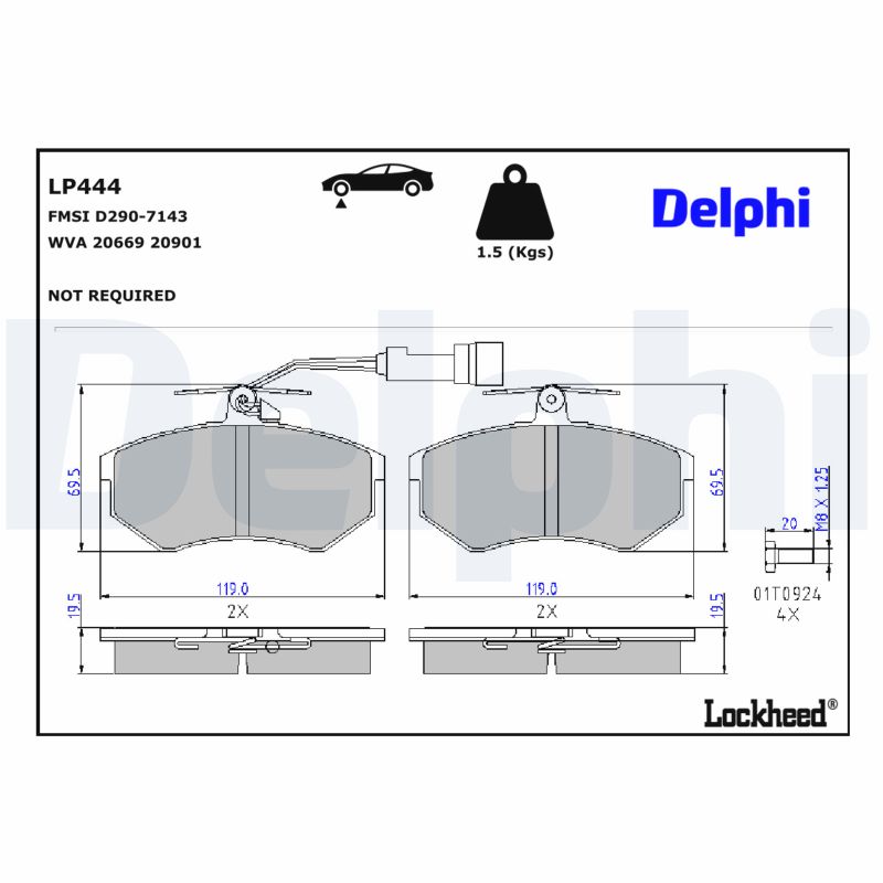 DELPHI Bremseklodser lp444 for ZHONGHUA (BRILLIANCE) AUDI VW
