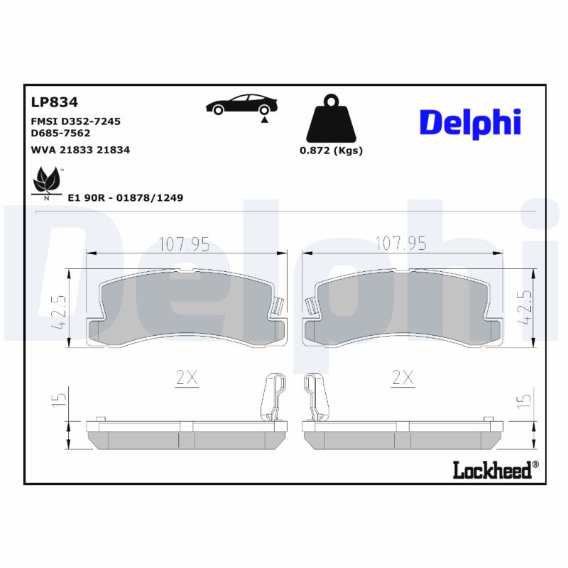 DELPHI Bremseklodser lp834 for TOYOTA LEXUS