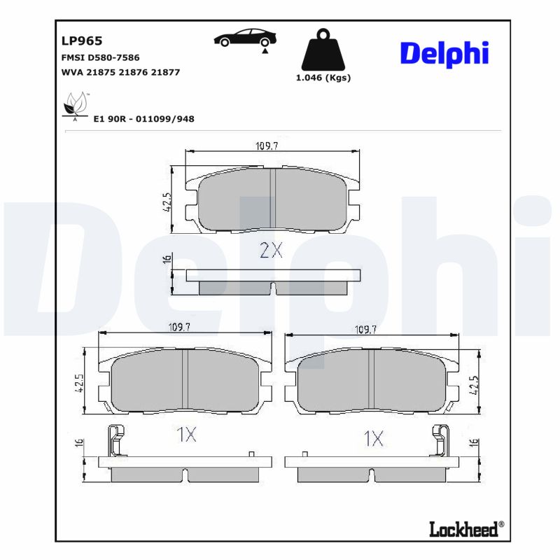 DELPHI Bremseklodser lp965 for OPEL VAUXHALL ISUZU
