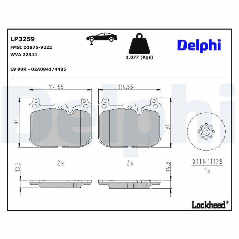 DELPHI Bremseklodser lp3259 for MINI