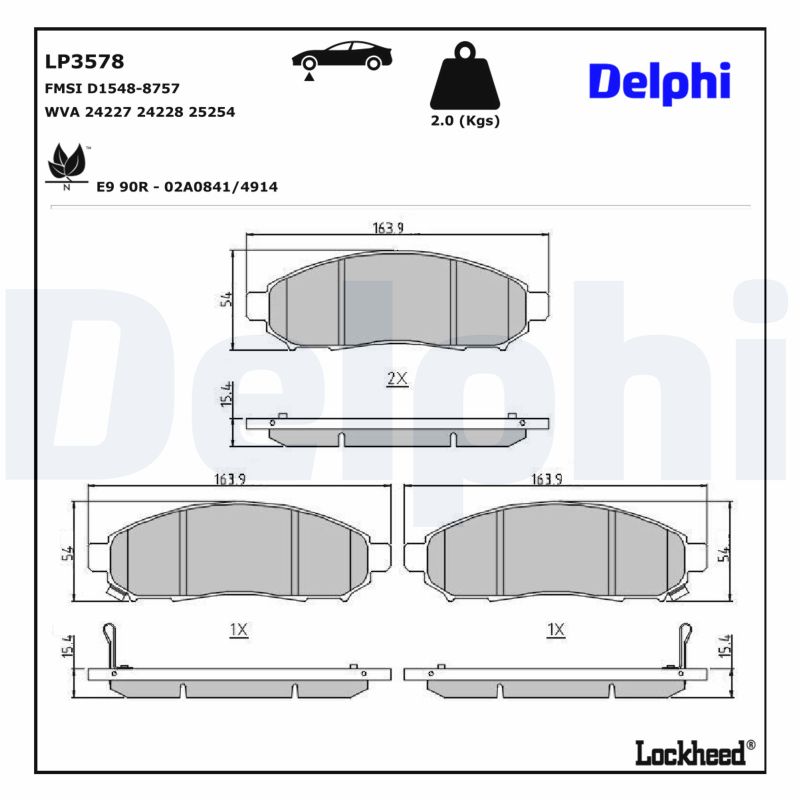DELPHI Bremseklodser lp3578 for NISSAN