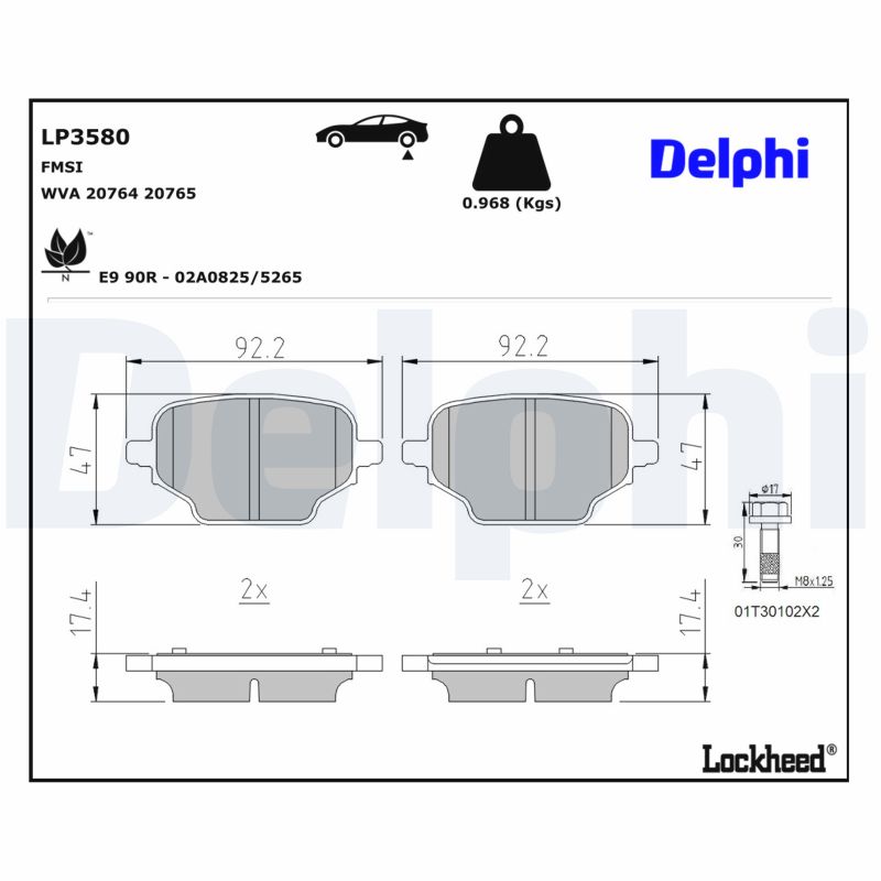 DELPHI Bremseklodser lp3580 for VAUXHALL FIAT PEUGEOT TOYOTA