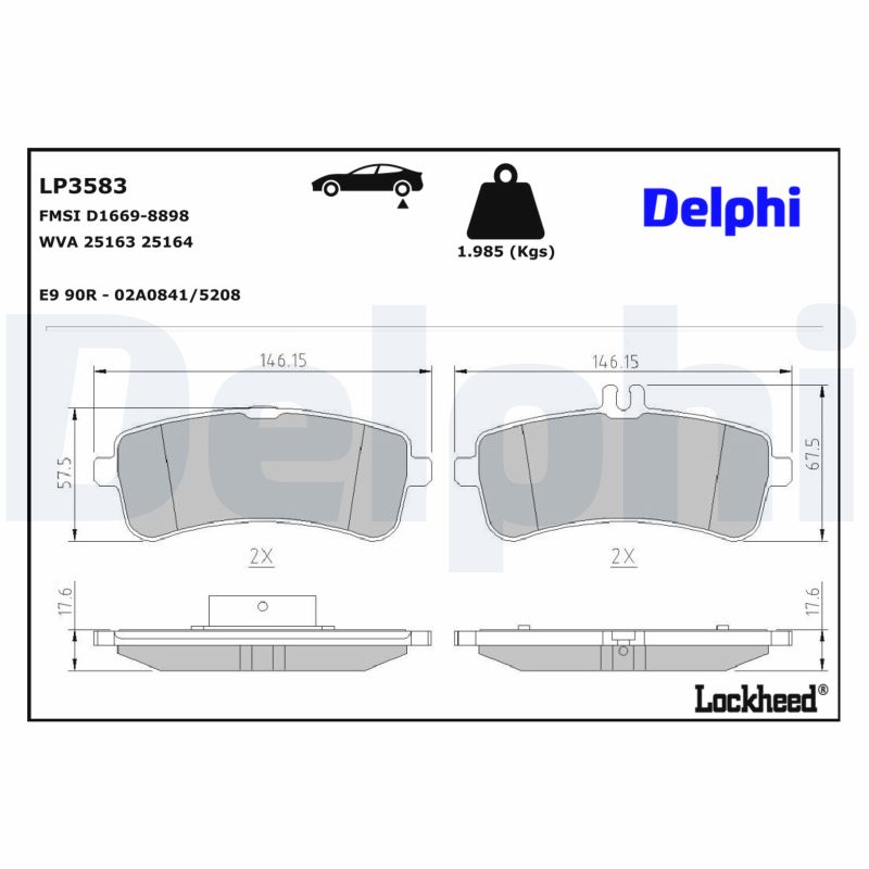 DELPHI Bremseklodser lp3583 for MERCEDES-BENZ