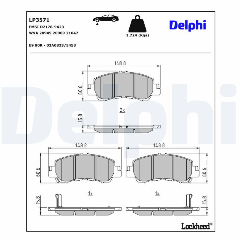 DELPHI Bremseklodser lp3571 for MITSUBISHI