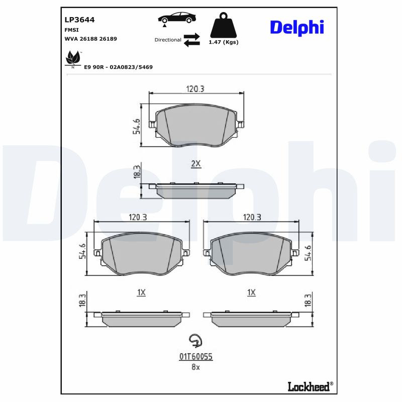 DELPHI Bremseklodser lp3644 for MITSUBISHI DACIA NISSAN