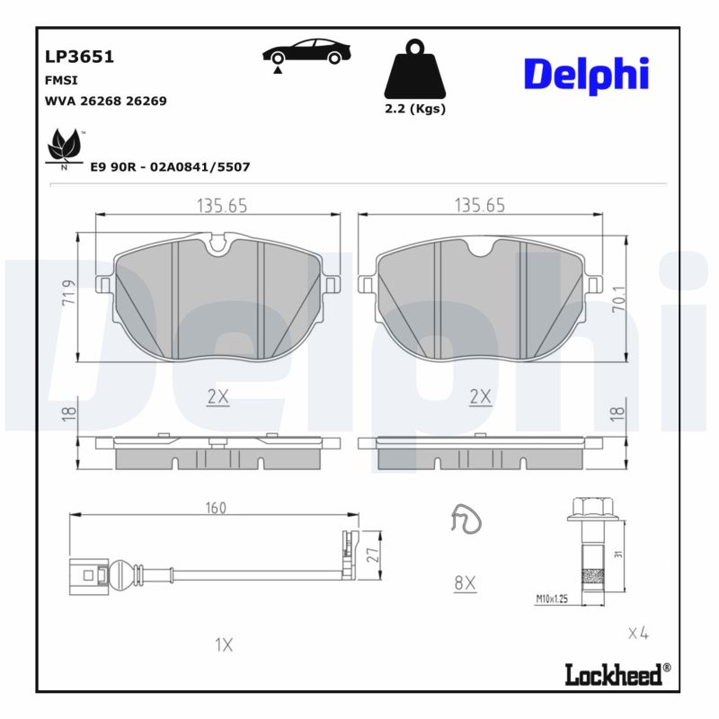 DELPHI Bremseklodser lp3651 for VW