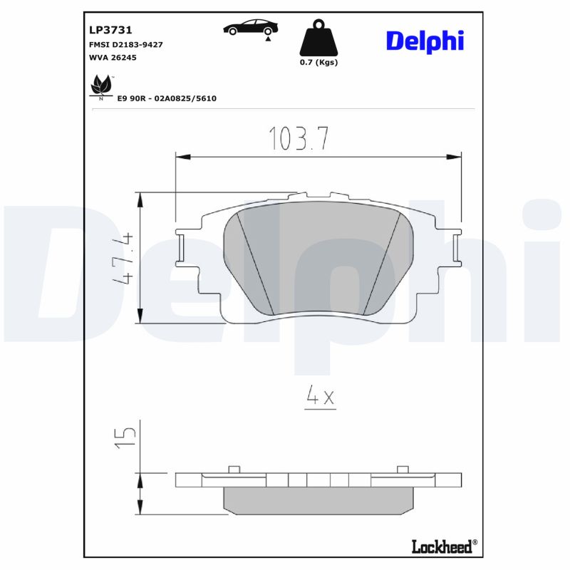 DELPHI Bremseklodser lp3731 for TOYOTA LEXUS TOYOTA (FAW)