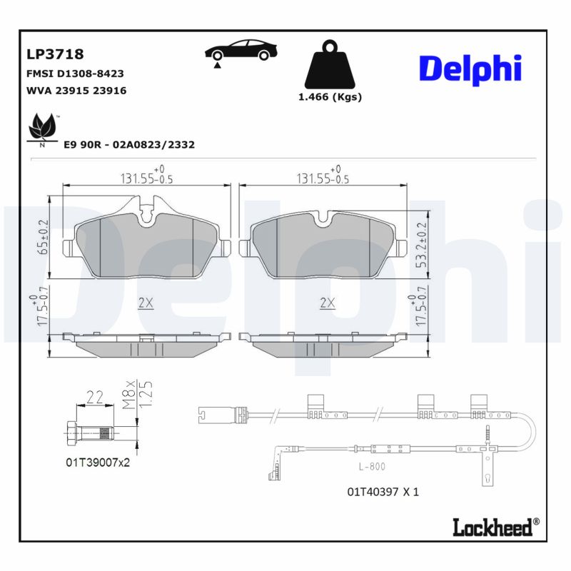 DELPHI Bremseklodser lp3718 for MINI
