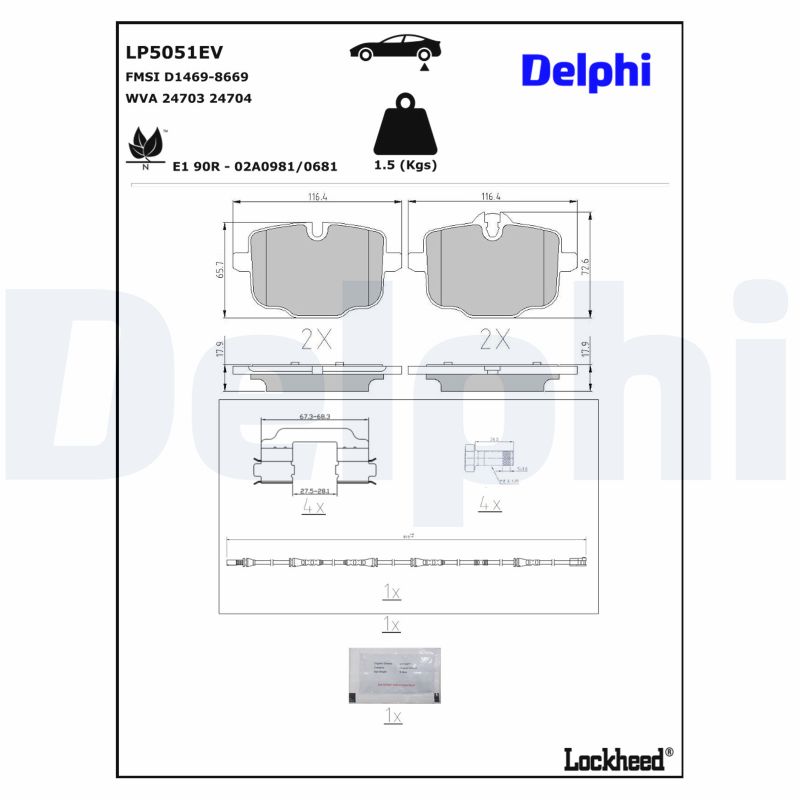 DELPHI Bremseklodser lp5051ev for BMW