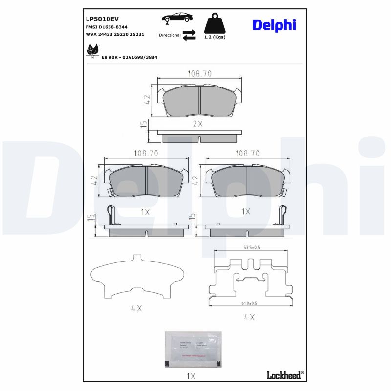 DELPHI Bremseklodser lp5010ev for PEUGEOT MITSUBISHI