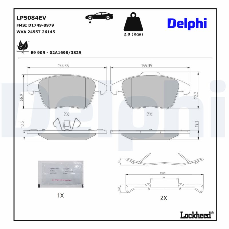 DELPHI Bremseklodser lp5084ev for DS