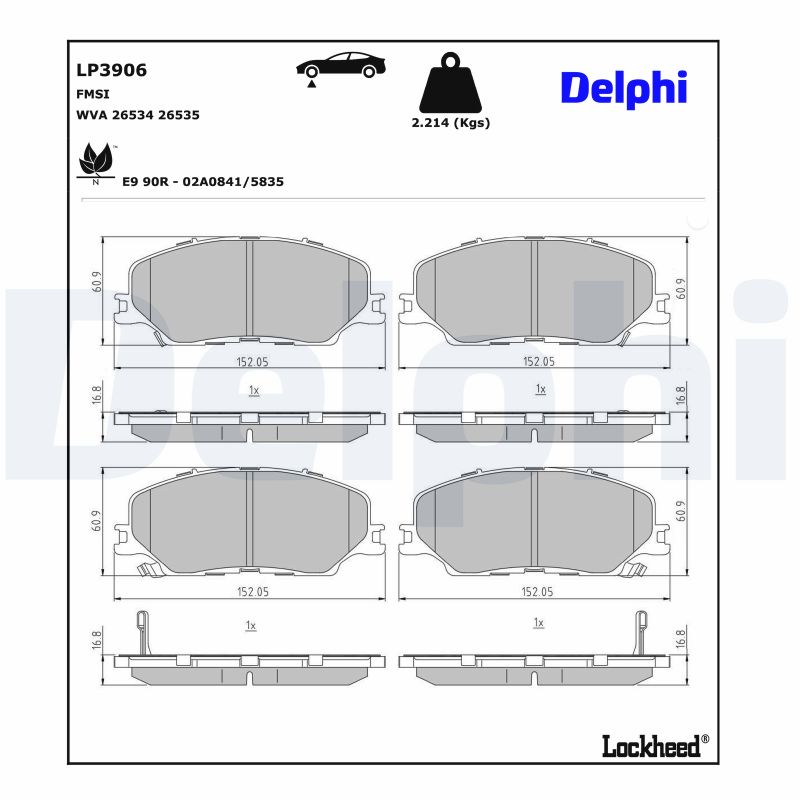 DELPHI Bremseklodser LP3906 for ISUZU