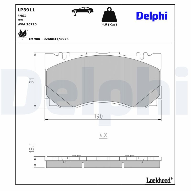 DELPHI Bremseklodser lp3911 for MERCEDES-BENZ