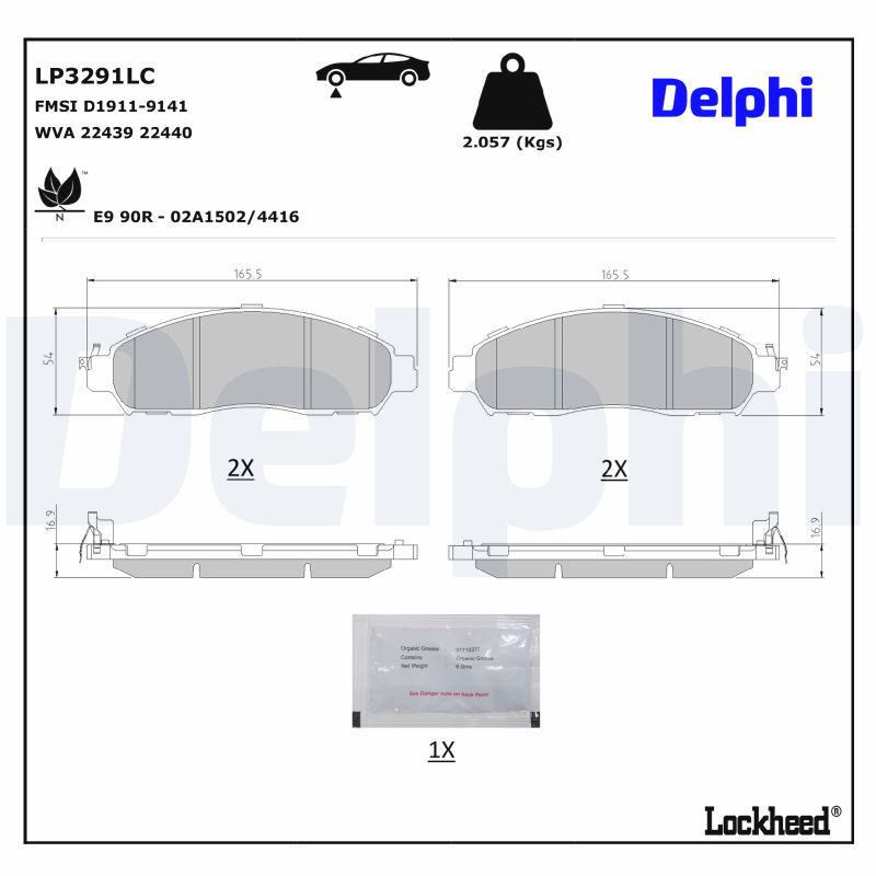 DELPHI Bremseklodser lp3291lc for NISSAN RENAULT