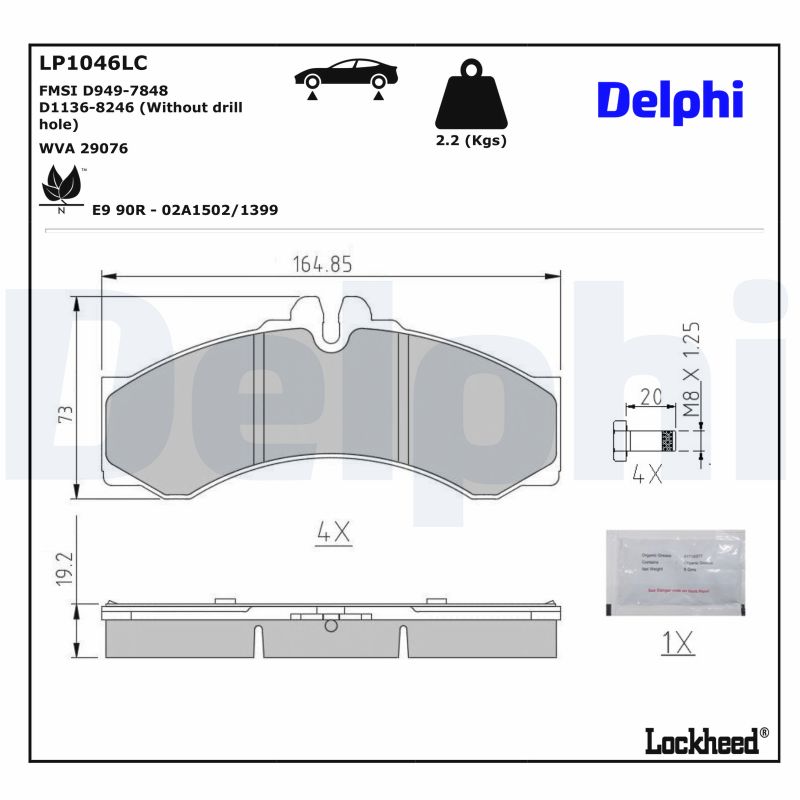 DELPHI Bremseklodser lp1046lc for CHRYSLER MERCEDES-BENZ VW