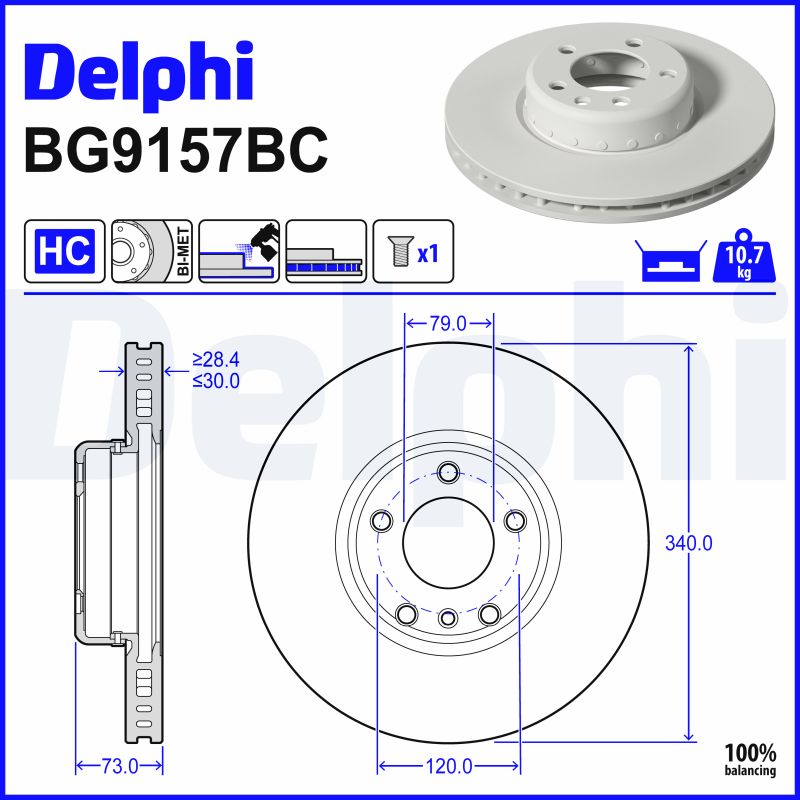 DELPHI Bremseskive bg9157bc Todelt bremseskive 340mm 30mm for BMW (BRILLIANCE)