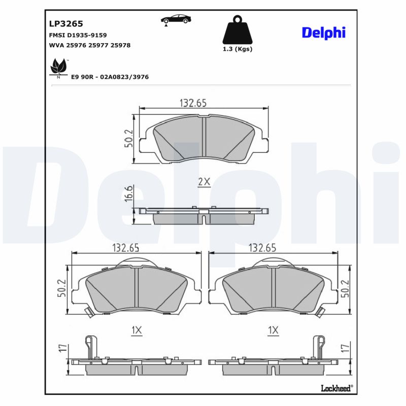 DELPHI Bremseklodser lp3265 for HYUNDAI