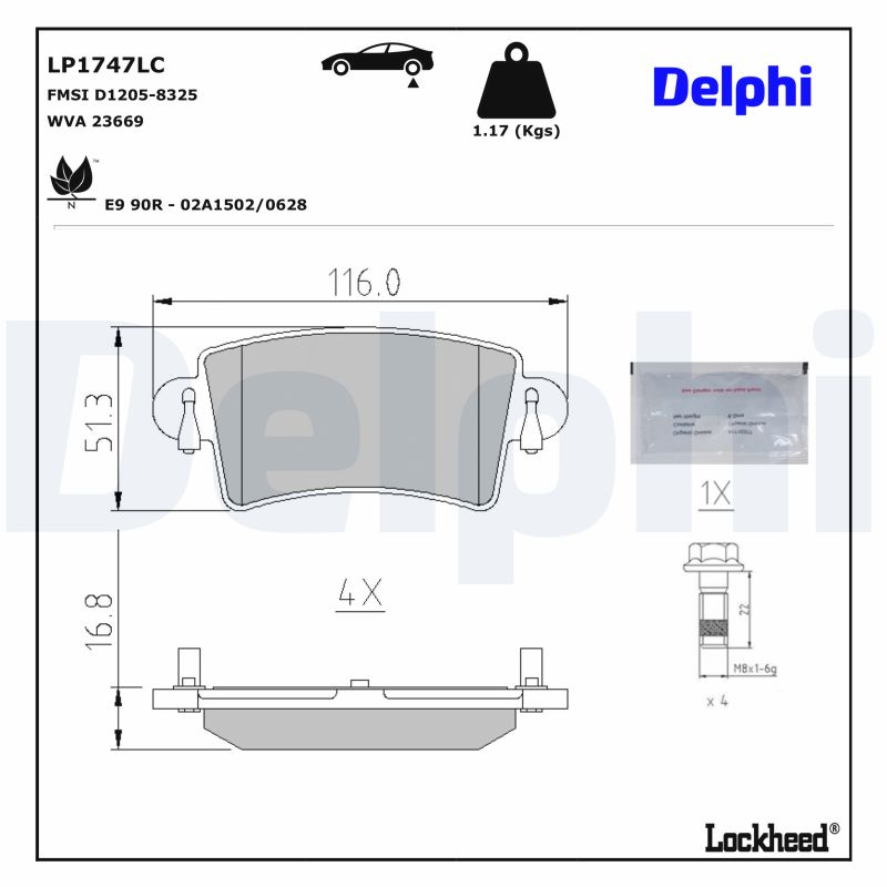 DELPHI Bremseklodser lp1747lc for VAUXHALL RENAULT NISSAN