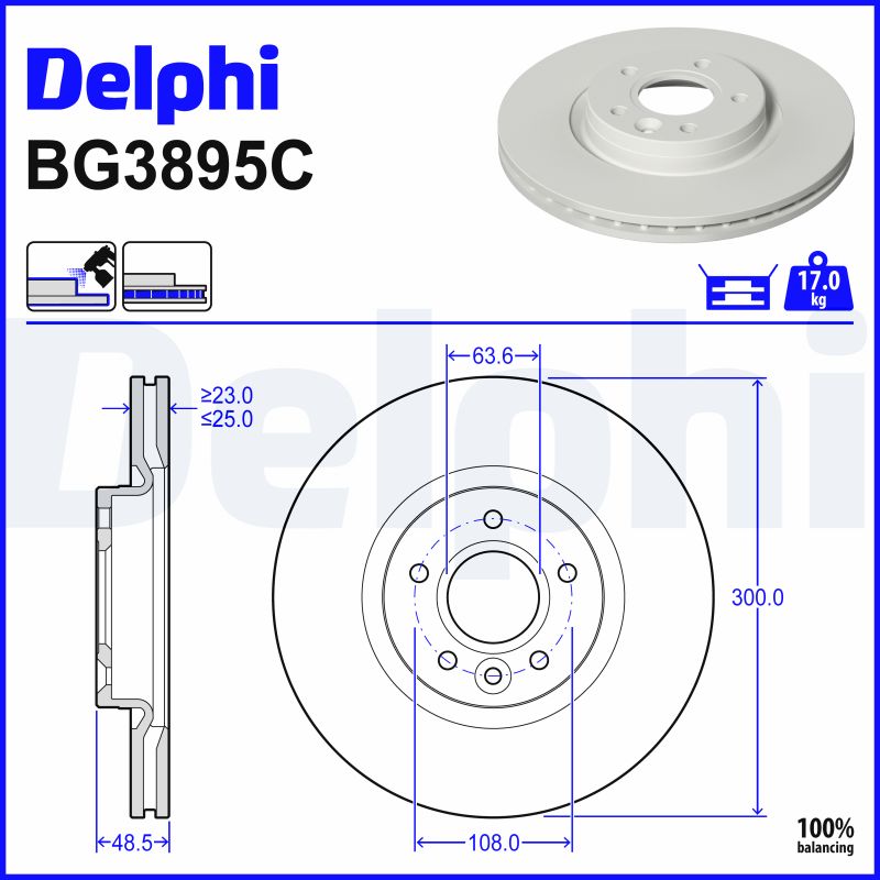 DELPHI Bremseskive bg3895c 300mm 25mm for VOLVO FORD FORD ASIA & OCEANIA MAZDA