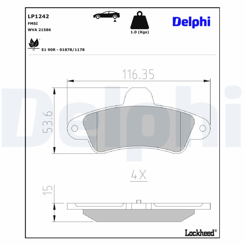 DELPHI Bremseklodser lp1242 for FORD