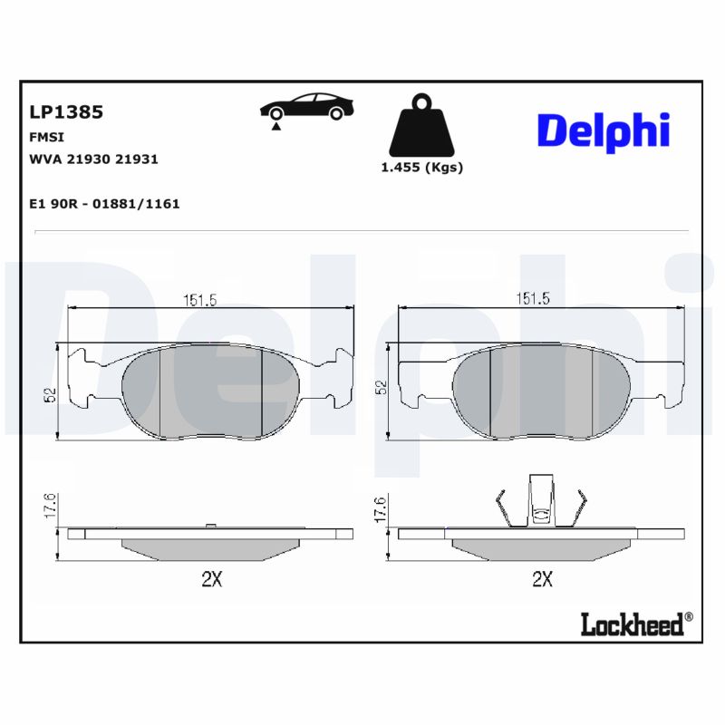 DELPHI Bremseklodser lp1385 for FIAT