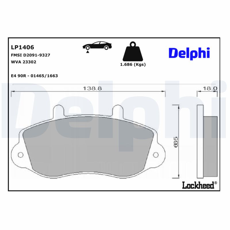 DELPHI Bremseklodser lp1406 for VAUXHALL OPEL RENAULT