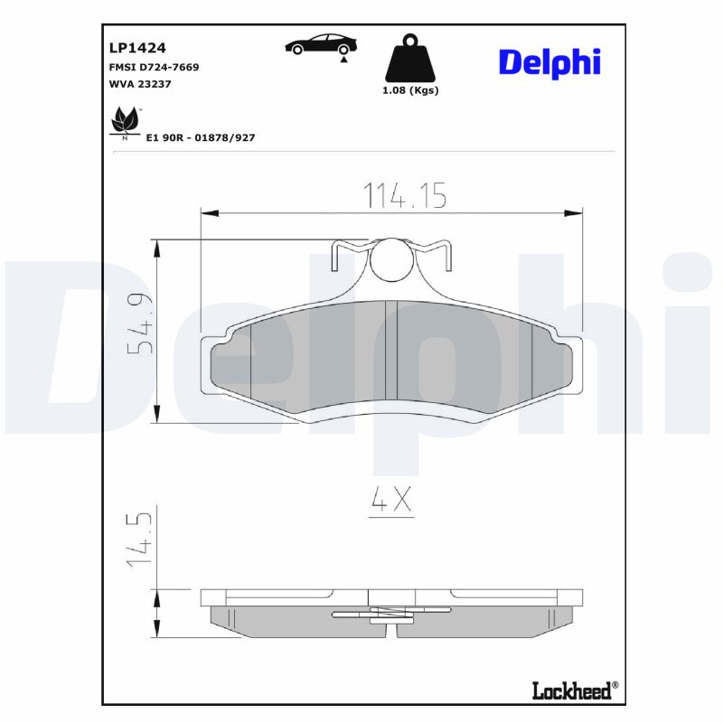 DELPHI Bremseklodser lp1424 for DAEWOO