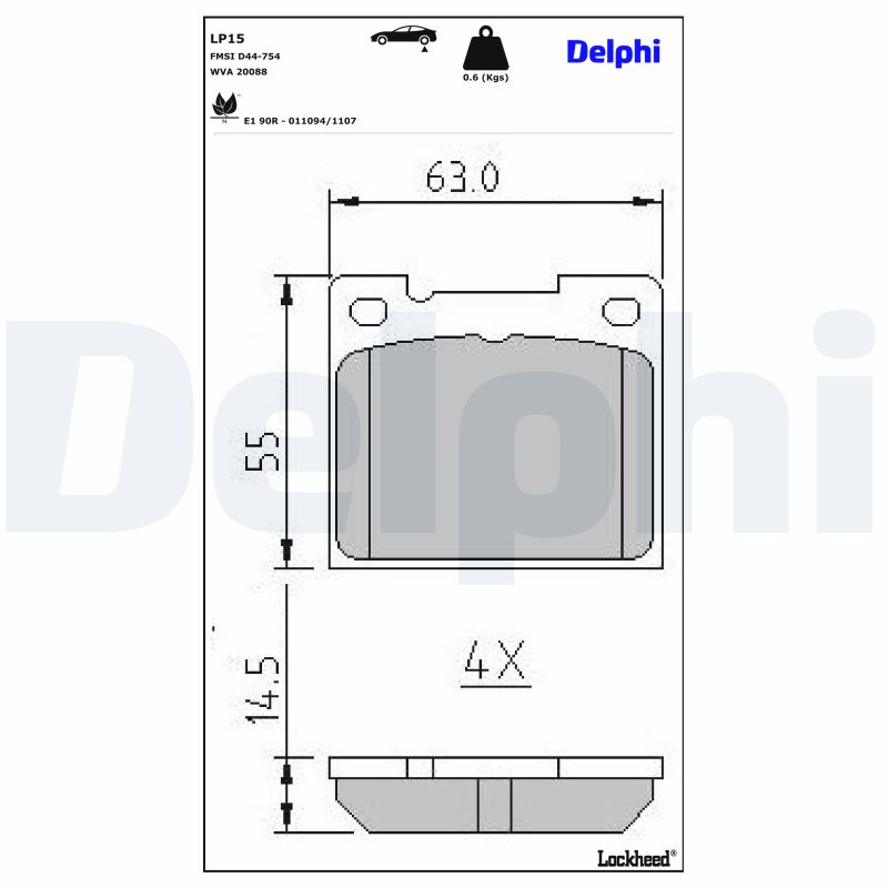 DELPHI Bremseklodser lp15 for VOLVO TALBOT ROVER