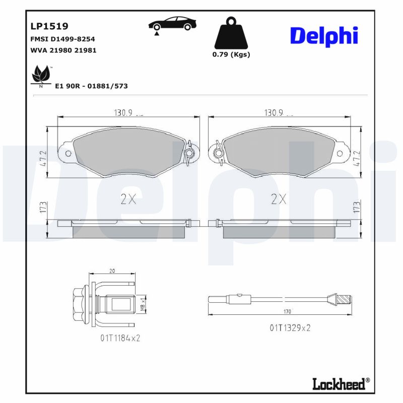 DELPHI Bremseklodser lp1519 for NISSAN RENAULT