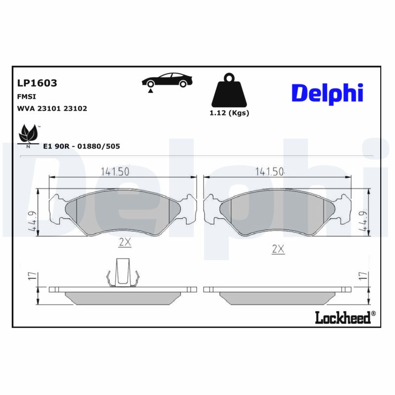 DELPHI Bremseklodser lp1603 for FORD MAZDA