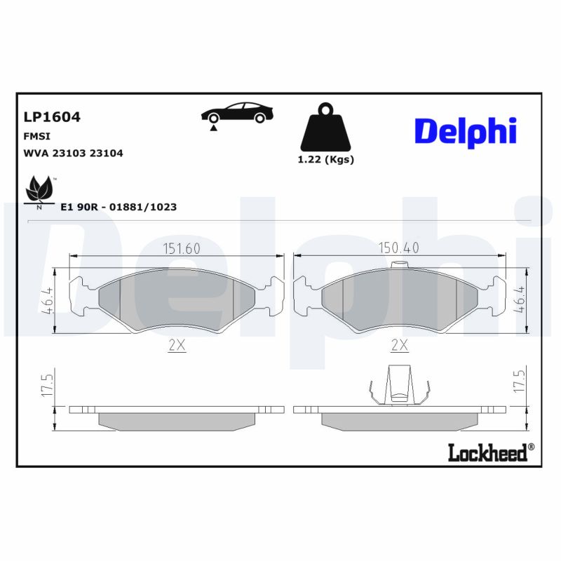 DELPHI Bremseklodser lp1604 for FORD MAZDA