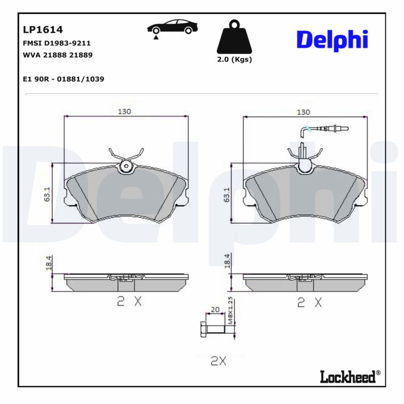 DELPHI Bremseklodser lp1614 for RENAULT