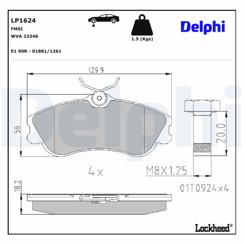 DELPHI Bremseklodser lp1624 for PEUGEOT CITROËN