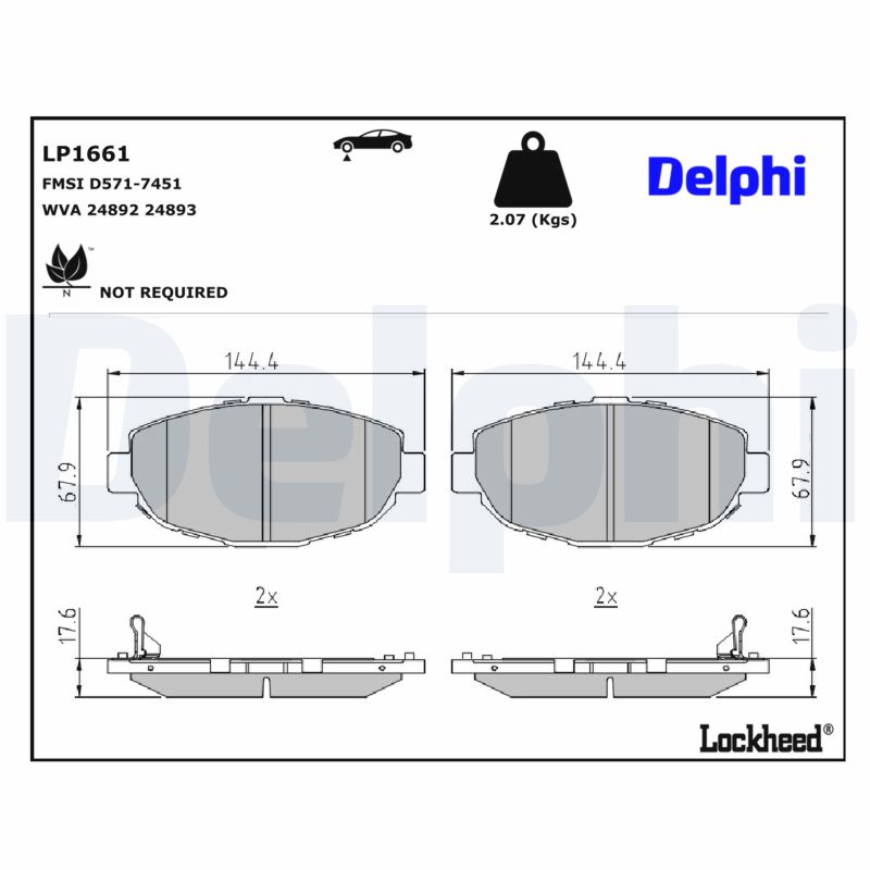 DELPHI Bremseklodser lp1661 for LEXUS TOYOTA