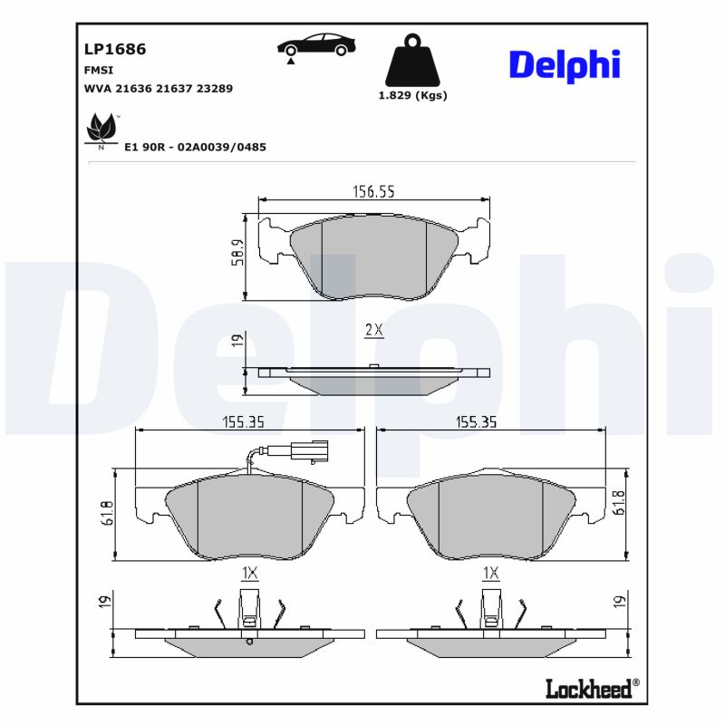 DELPHI Bremseklodser lp1686 for ALFA ROMEO LANCIA FIAT
