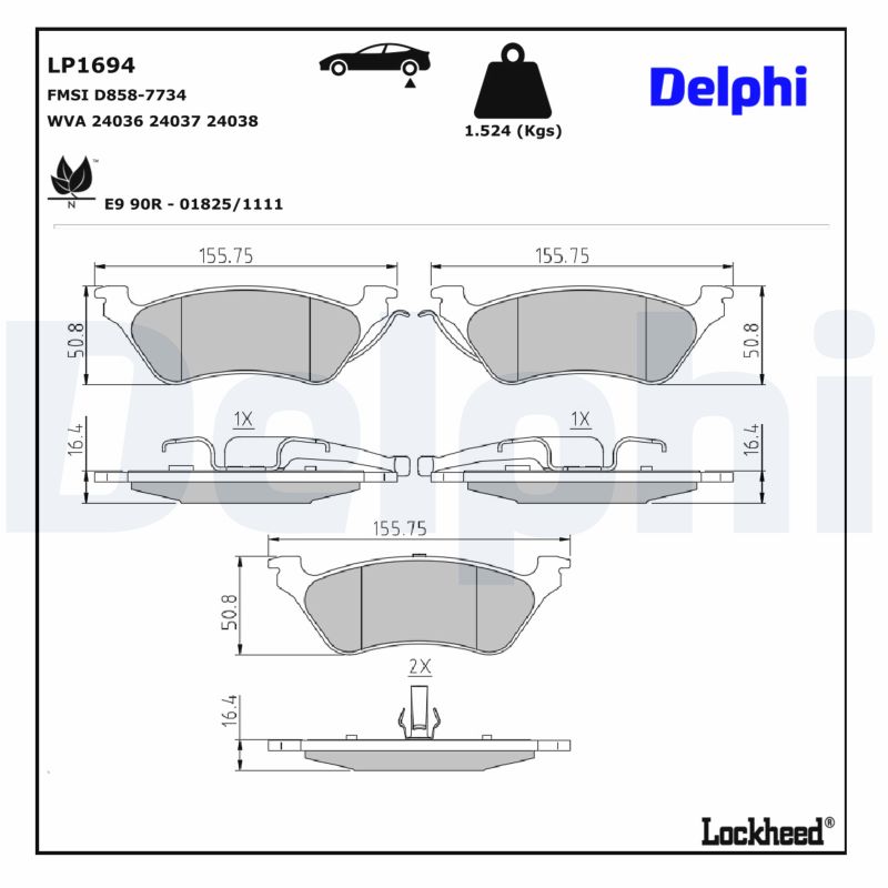 DELPHI Bremseklodser lp1694 for CHRYSLER JEEP