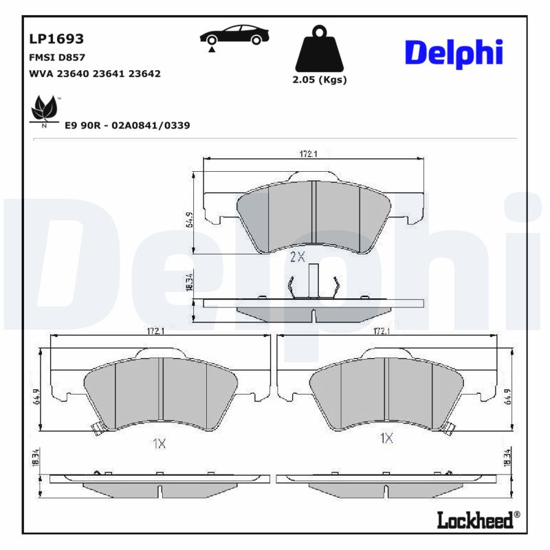 DELPHI Bremseklodser lp1693 for CHRYSLER DODGE