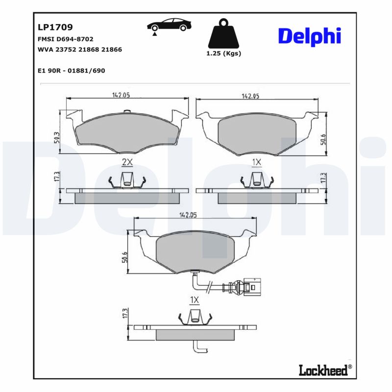 DELPHI Bremseklodser lp1709 for VW