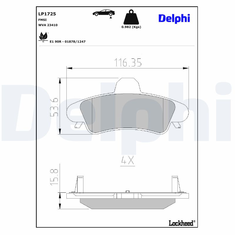 DELPHI Bremseklodser lp1725 for FORD