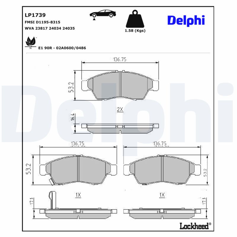 DELPHI Bremseklodser lp1739 for SUZUKI