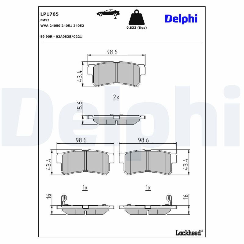 DELPHI Bremseklodser lp1765 for SSANGYONG DAEWOO