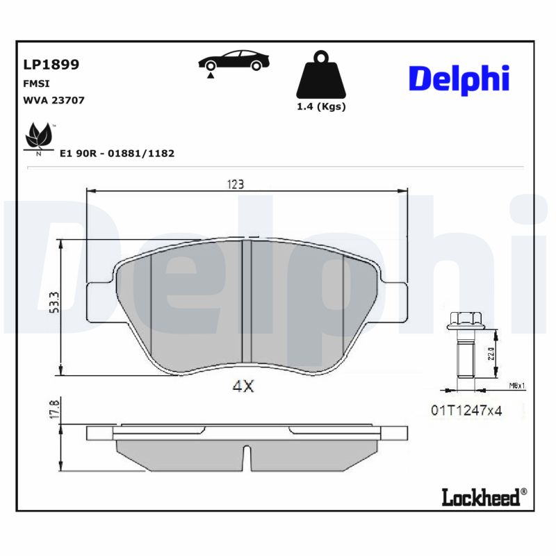 DELPHI Bremseklodser lp1899 for FIAT LANCIA