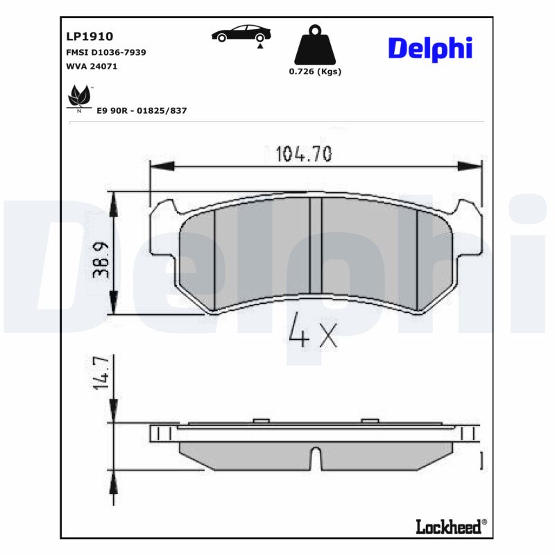 DELPHI Bremseklodser lp1910 for DAEWOO SUZUKI