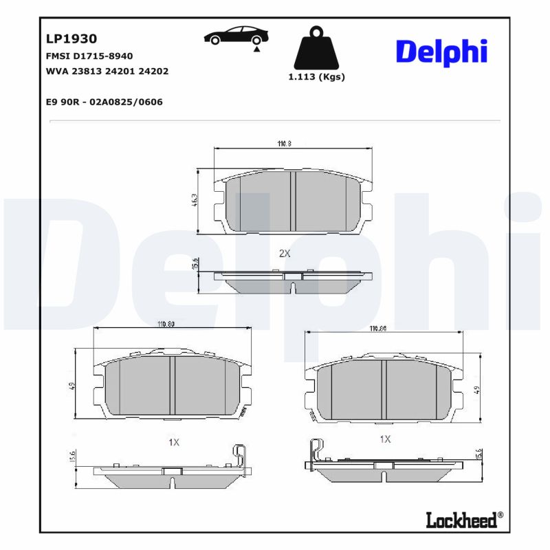 DELPHI Bremseklodser lp1930 for HYUNDAI