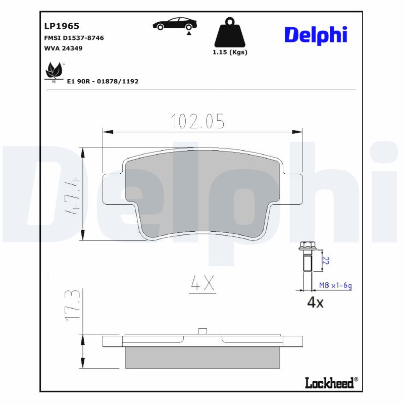 DELPHI Bremseklodser lp1965 for OPEL ABARTH FIAT VAUXHALL