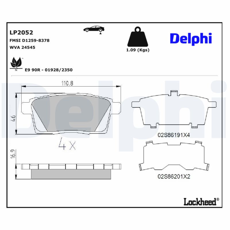 DELPHI Bremseklodser lp2052 for FORD USA MAZDA LINCOLN
