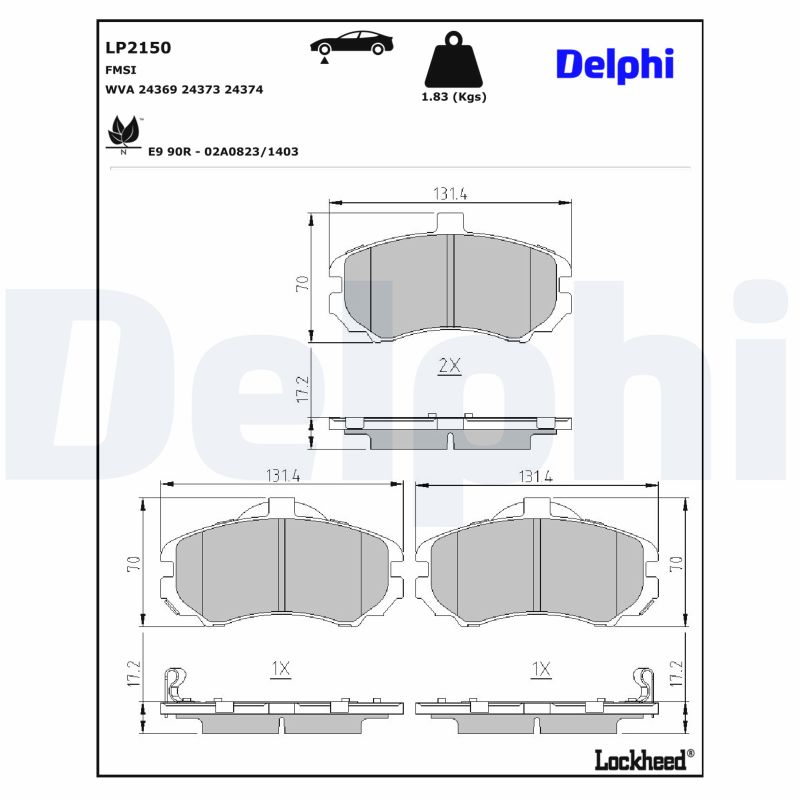 DELPHI Bremseklodser lp2150 for HYUNDAI